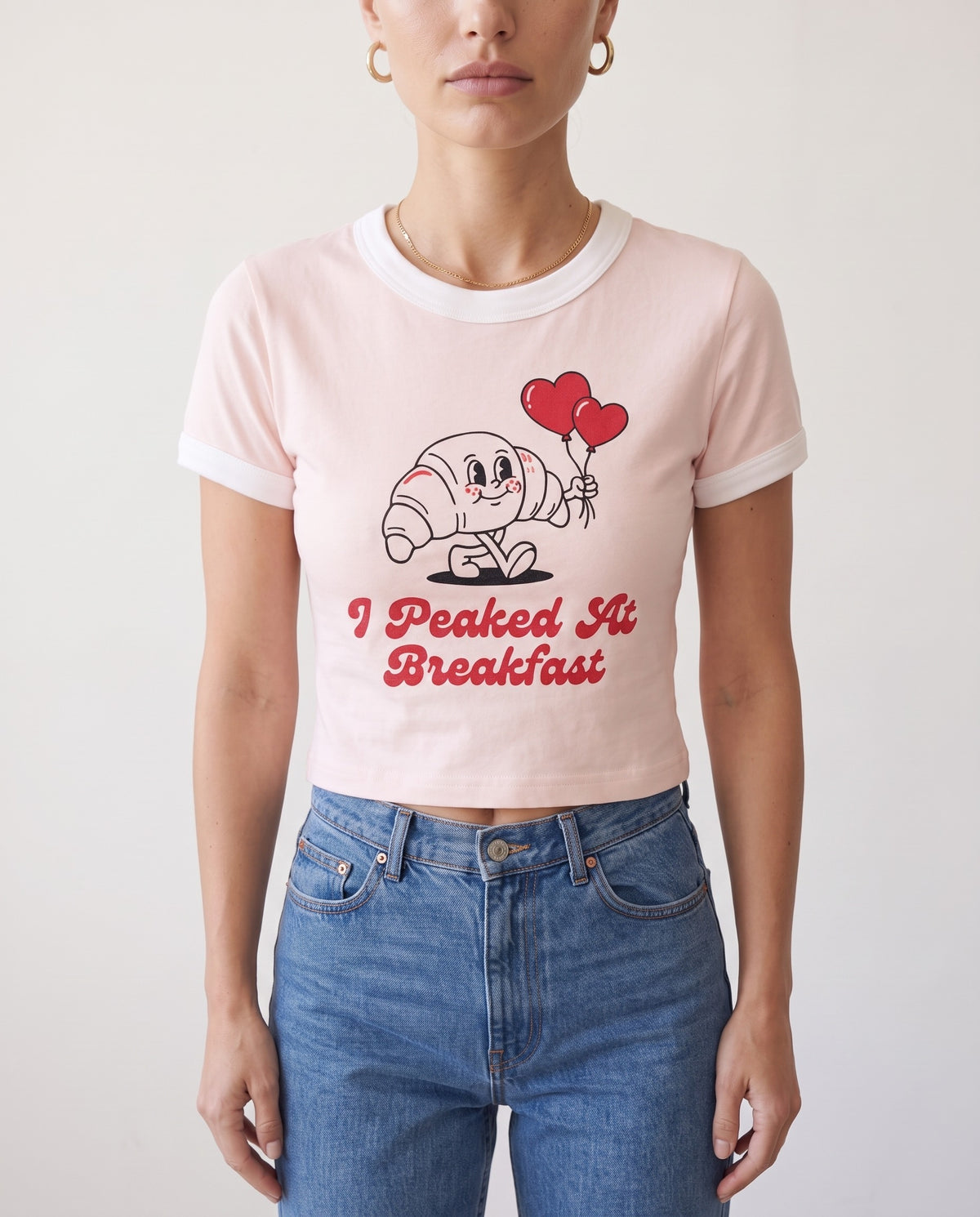 I Peaked At Breakfast Baby Ringer Tee · Pink