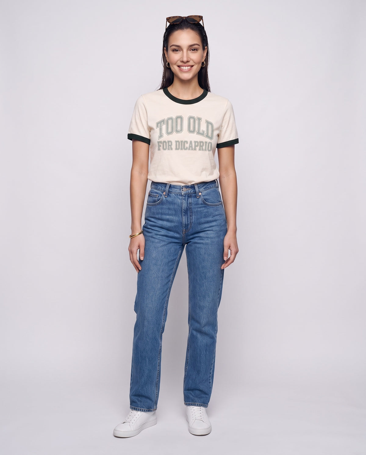 Too Old For DiCaprio Varsity Ringer Tee