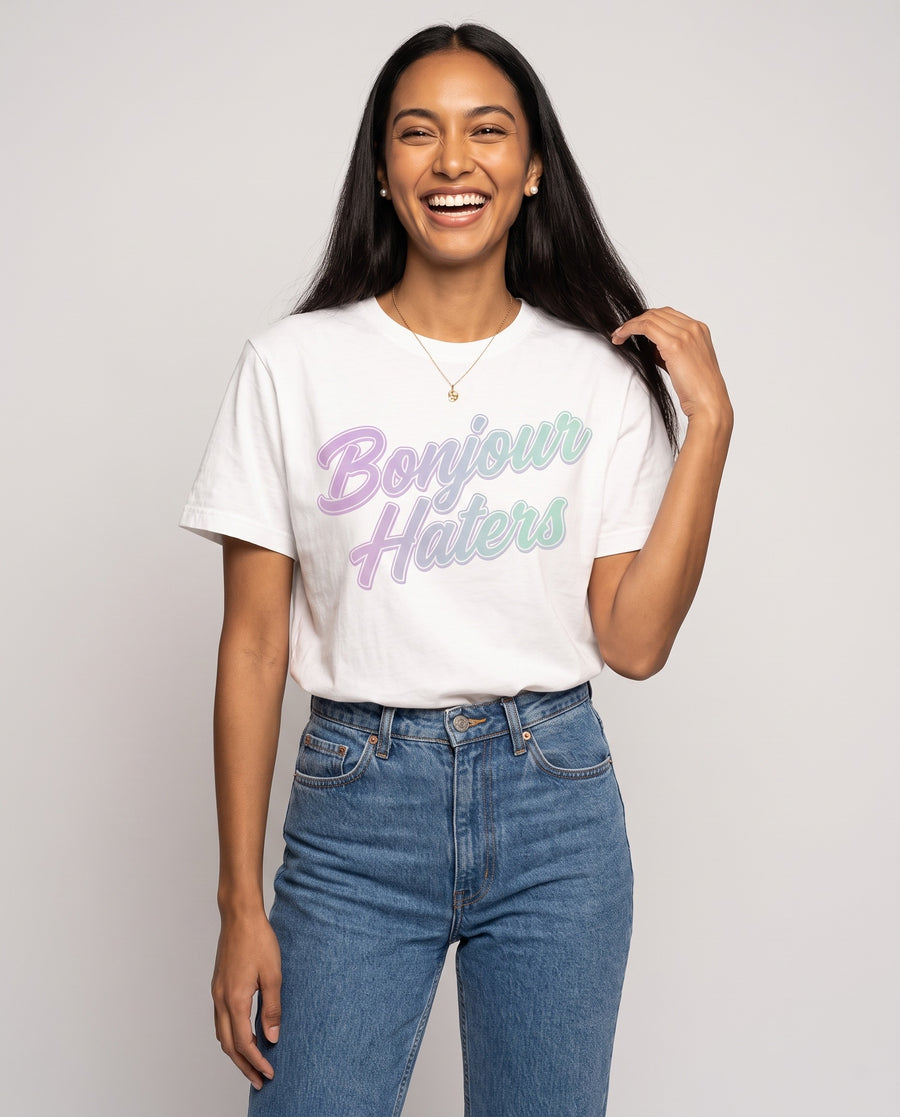 Bonjour Haters Script Tee