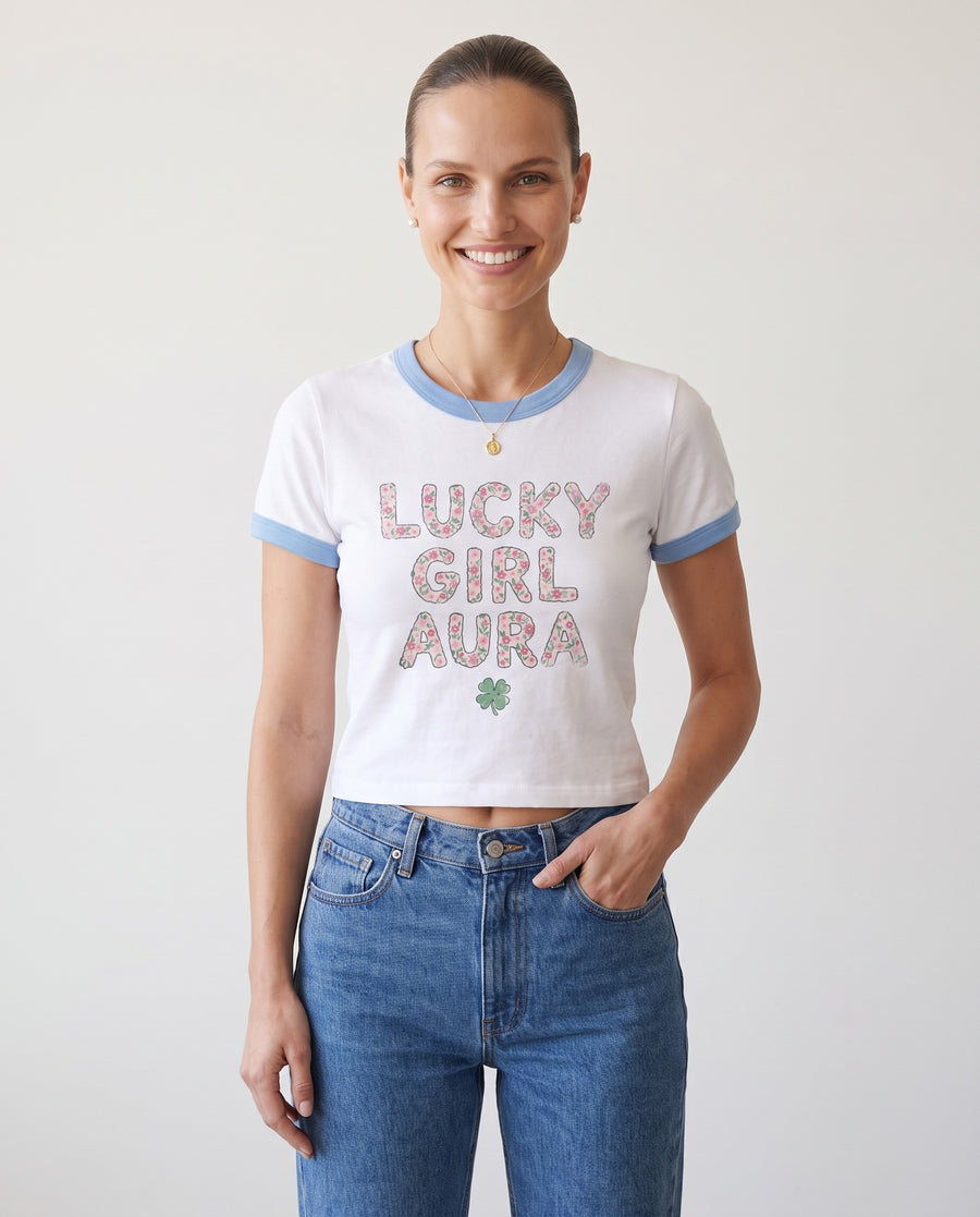 Lucky Girl Aura Baby Ringer Tee