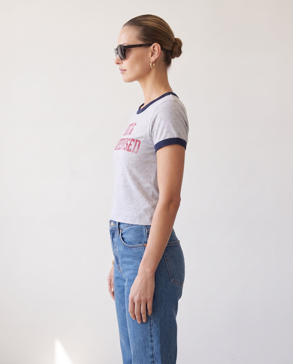Hot & Unsupervised Ringer Tee · Flower Gray