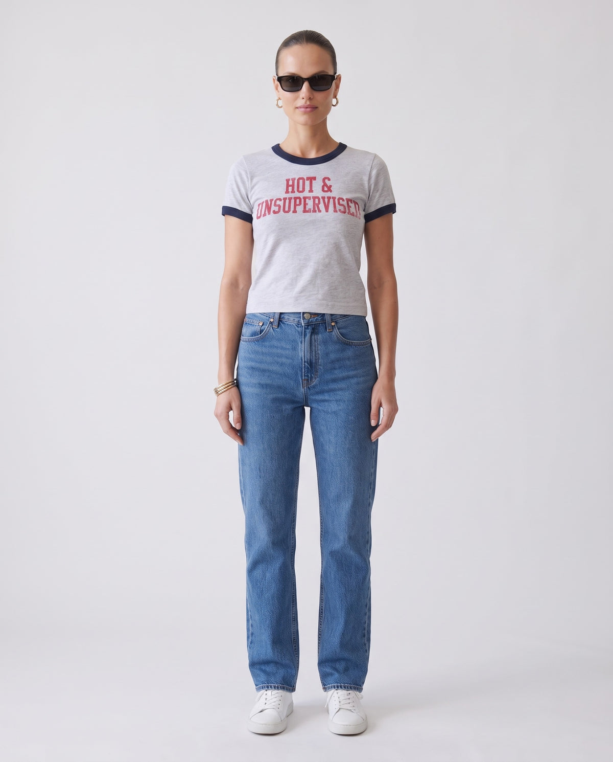 Hot & Unsupervised Ringer Tee · Flower Gray