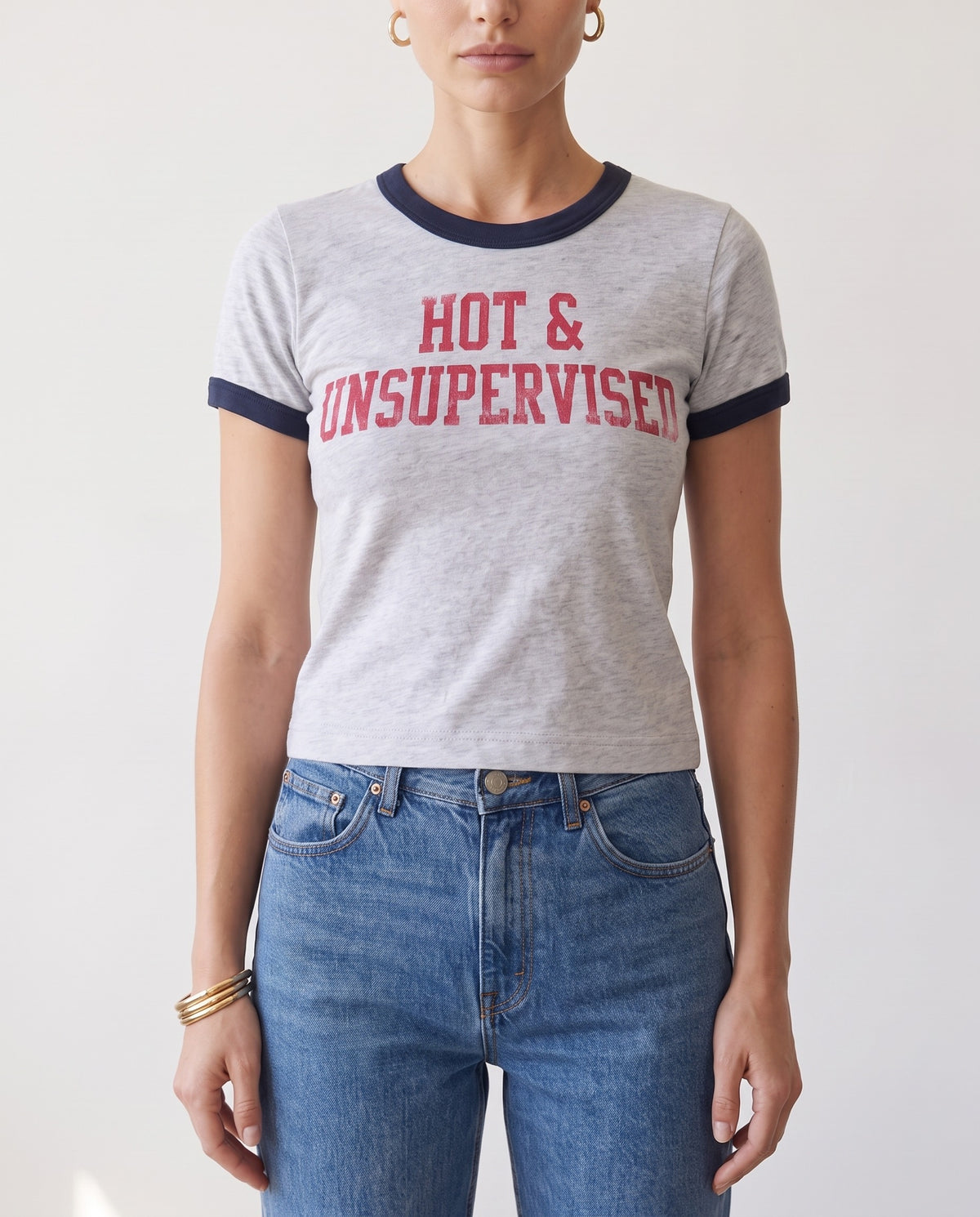 Hot & Unsupervised Ringer Tee · Flower Gray