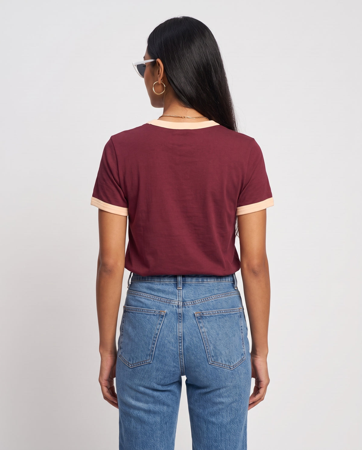 Hot & Unsupervised Ringer Tee · Wine Red