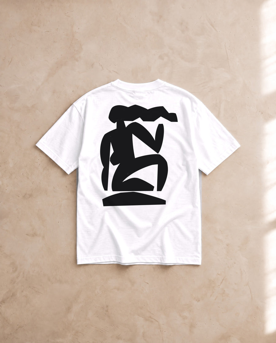 Femme Seated Tee · Mikey Freedom x Tee Cartel · Black Ink