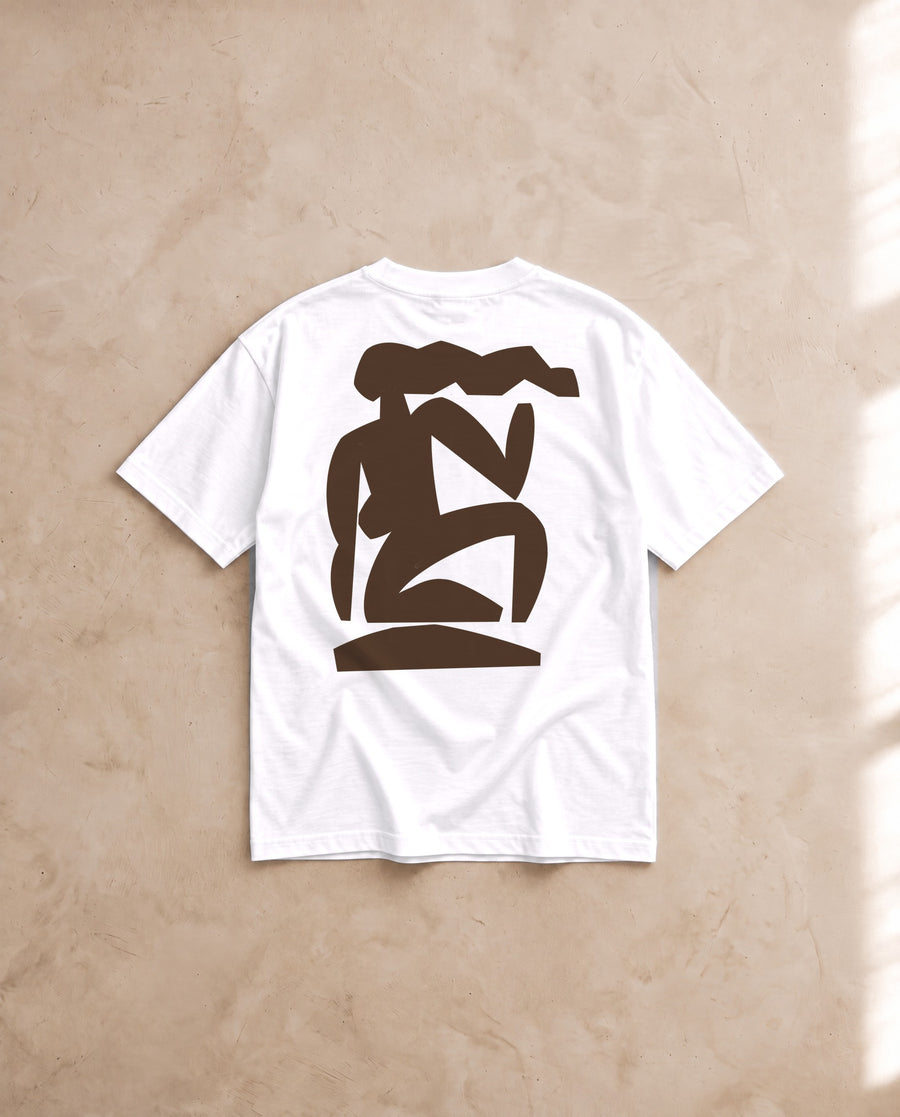 Femme Seated Tee · Mikey Freedom x Tee Cartel · Chocolate Ink