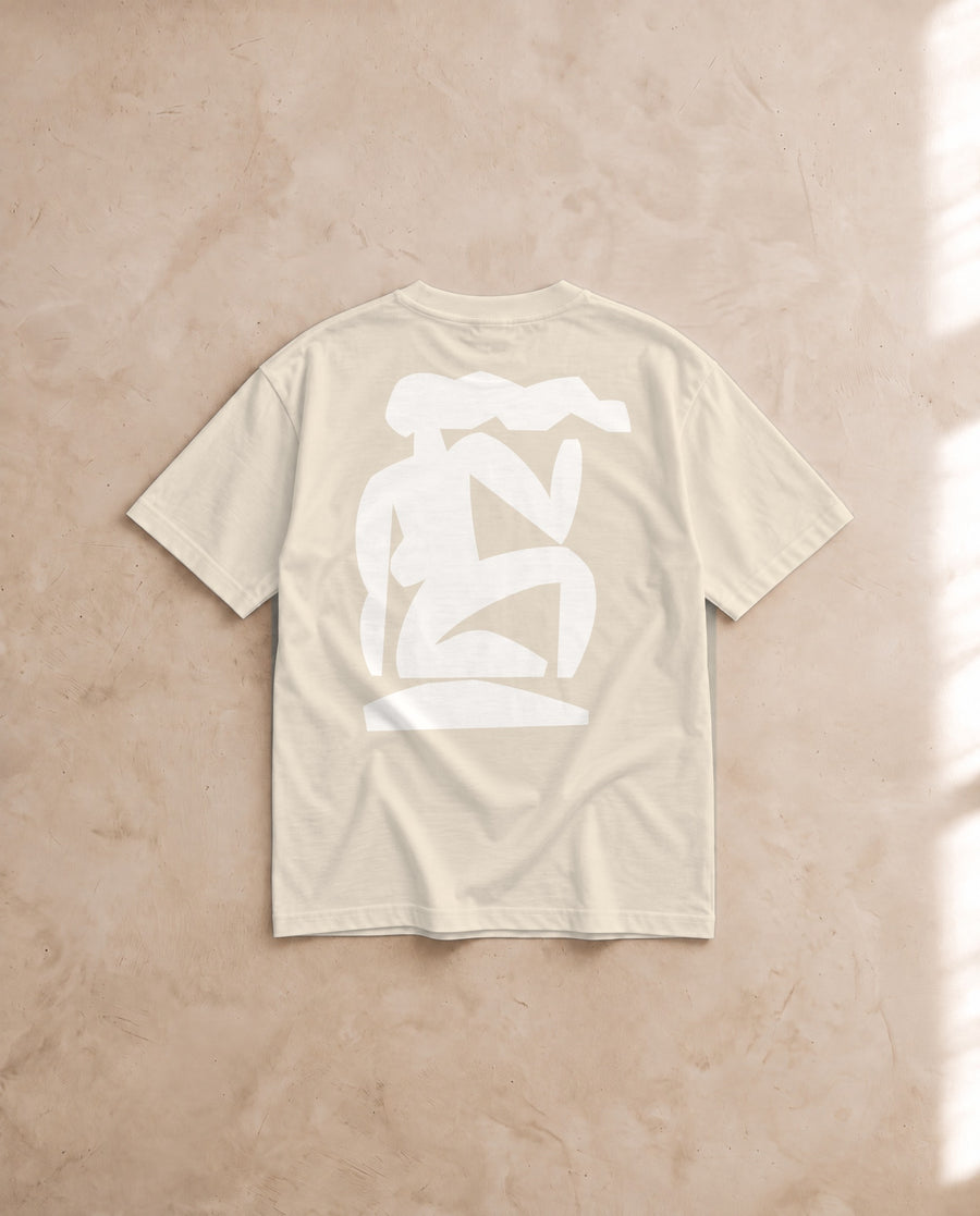 Femme Seated Tee · Mikey Freedom x Tee Cartel · White Ink
