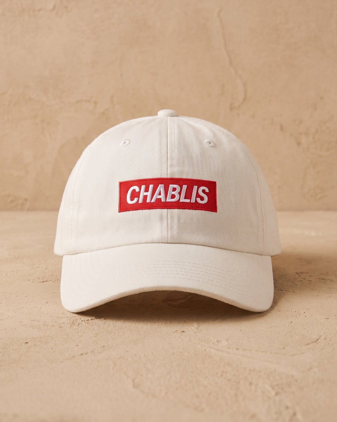 CHABLIS embroidered cap in ecru, front